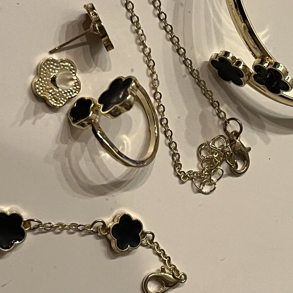 Black‎ Clover Jewelry Set – Ring, Bangles, Necklace, Earrings & Bracelet